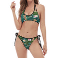 Tropical Giraffe Pattern Print Halter Scoop Tie Side Bikini