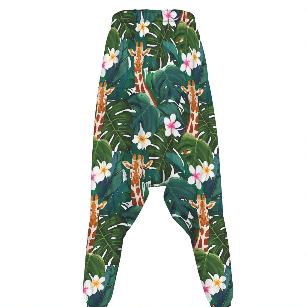 Tropical Giraffe Pattern Print Hammer Pants