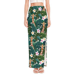 Tropical Giraffe Pattern Print High Slit Maxi Skirt