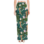 Tropical Giraffe Pattern Print High Slit Maxi Skirt