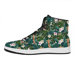 Tropical Giraffe Pattern Print High Top Leather Sneakers