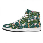 Tropical Giraffe Pattern Print High Top Leather Sneakers