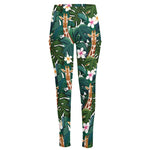 Tropical Giraffe Pattern Print High-Waisted Pocket Leggings
