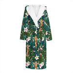 Tropical Giraffe Pattern Print Hooded Bathrobe