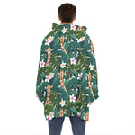 Tropical Giraffe Pattern Print Hoodie Blanket