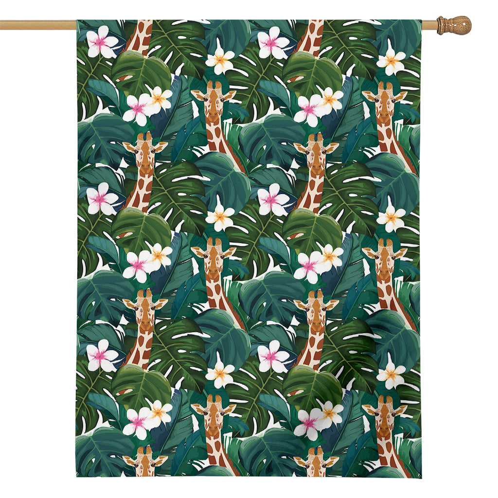 Tropical Giraffe Pattern Print House Flag