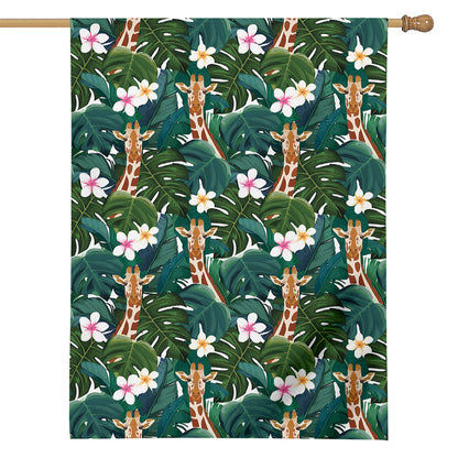 Tropical Giraffe Pattern Print House Flag