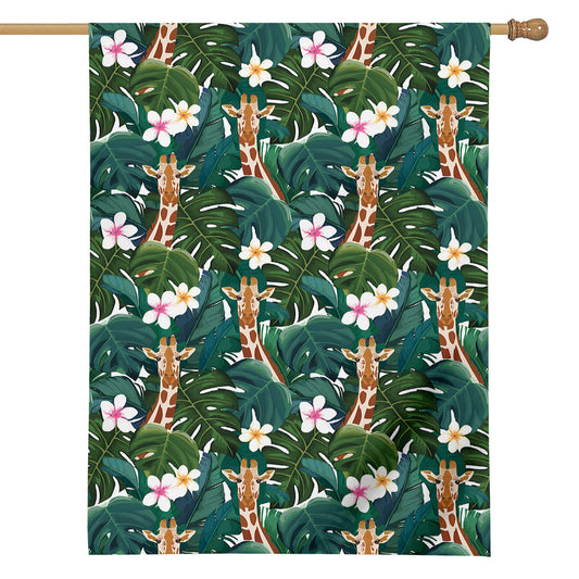 Tropical Giraffe Pattern Print House Flag