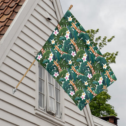 Tropical Giraffe Pattern Print House Flag