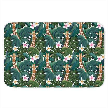 Tropical Giraffe Pattern Print Indoor Door Mat