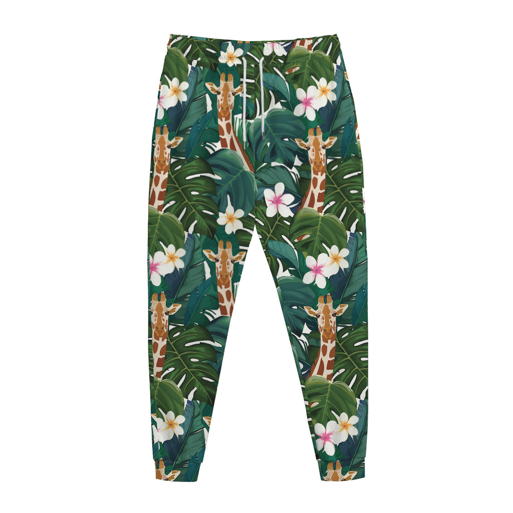 Tropical Giraffe Pattern Print Jogger Pants