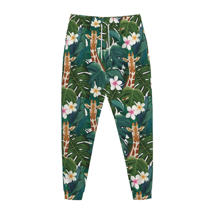 Tropical Giraffe Pattern Print Jogger Pants