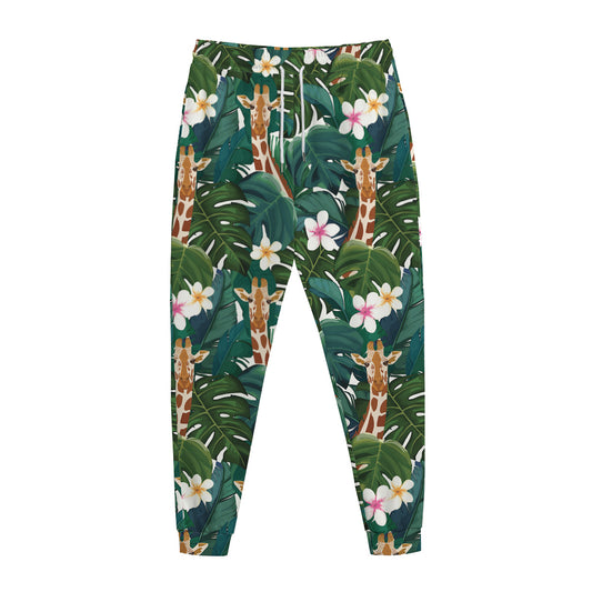 Tropical Giraffe Pattern Print Jogger Pants
