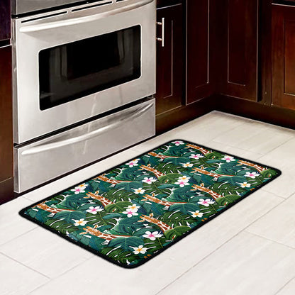 Tropical Giraffe Pattern Print Kitchen Mat