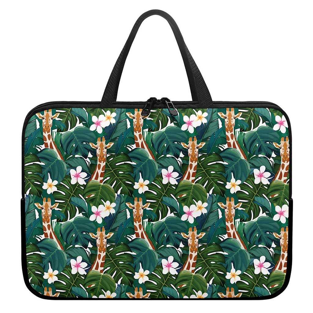 Tropical Giraffe Pattern Print Laptop Sleeve With Handle