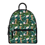 Tropical Giraffe Pattern Print Leather Backpack