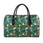 Tropical Giraffe Pattern Print Leather Duffle Bag