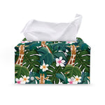 Tropical Giraffe Pattern Print Leather Tissue Box Cover