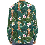 Tropical Giraffe Pattern Print Long Sleeve Baseball Jersey