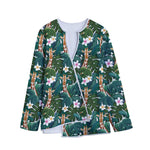 Tropical Giraffe Pattern Print Long Sleeve Short Coat