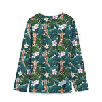 Tropical Giraffe Pattern Print Long Sleeve Short Coat