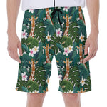 Tropical Giraffe Pattern Print Men's Beach Shorts
