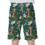 Tropical Giraffe Pattern Print Men's Beach Shorts