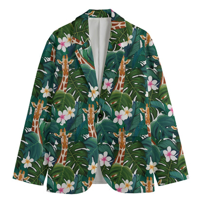 Tropical Giraffe Pattern Print Men's Blazer