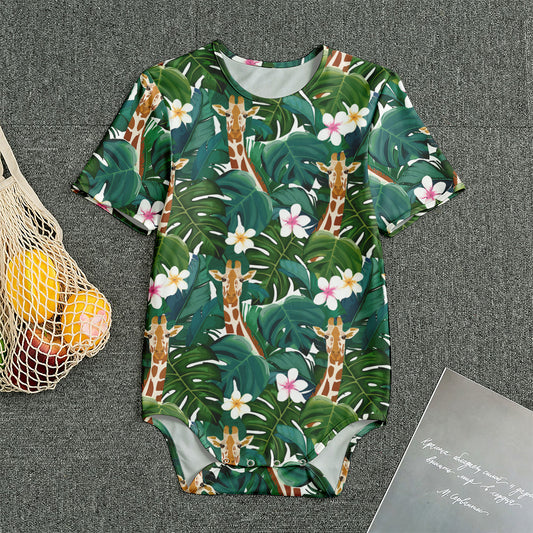 Tropical Giraffe Pattern Print Men's Bodysuit