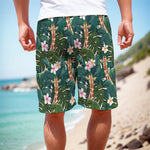 Tropical Giraffe Pattern Print Men's Cargo Shorts