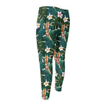 Tropical Giraffe Pattern Print Men's Compression Pants