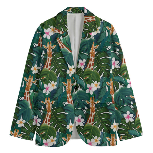 Tropical Giraffe Pattern Print Men's Cotton Blazer