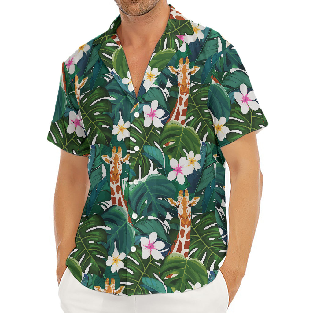 Tropical Giraffe Pattern Print Men's Deep V-Neck Shirt