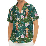 Tropical Giraffe Pattern Print Men's Deep V-Neck Shirt