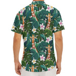 Tropical Giraffe Pattern Print Men's Deep V-Neck Shirt