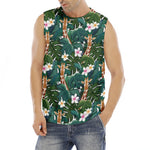 Tropical Giraffe Pattern Print Men's Fitness Tank Top