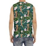 Tropical Giraffe Pattern Print Men's Fitness Tank Top