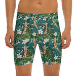 Tropical Giraffe Pattern Print Men's Long Boxer Briefs