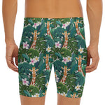 Tropical Giraffe Pattern Print Men's Long Boxer Briefs
