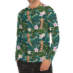 Tropical Giraffe Pattern Print Men's Long Sleeve Rash Guard