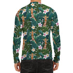 Tropical Giraffe Pattern Print Men's Long Sleeve Rash Guard