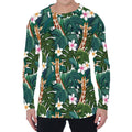Tropical Giraffe Pattern Print Men's Long Sleeve T-Shirt
