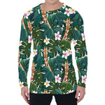 Tropical Giraffe Pattern Print Men's Long Sleeve T-Shirt