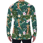 Tropical Giraffe Pattern Print Men's Long Sleeve T-Shirt