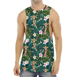 Tropical Giraffe Pattern Print Men's Muscle Tank Top