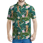 Tropical Giraffe Pattern Print Men's Polo Shirt