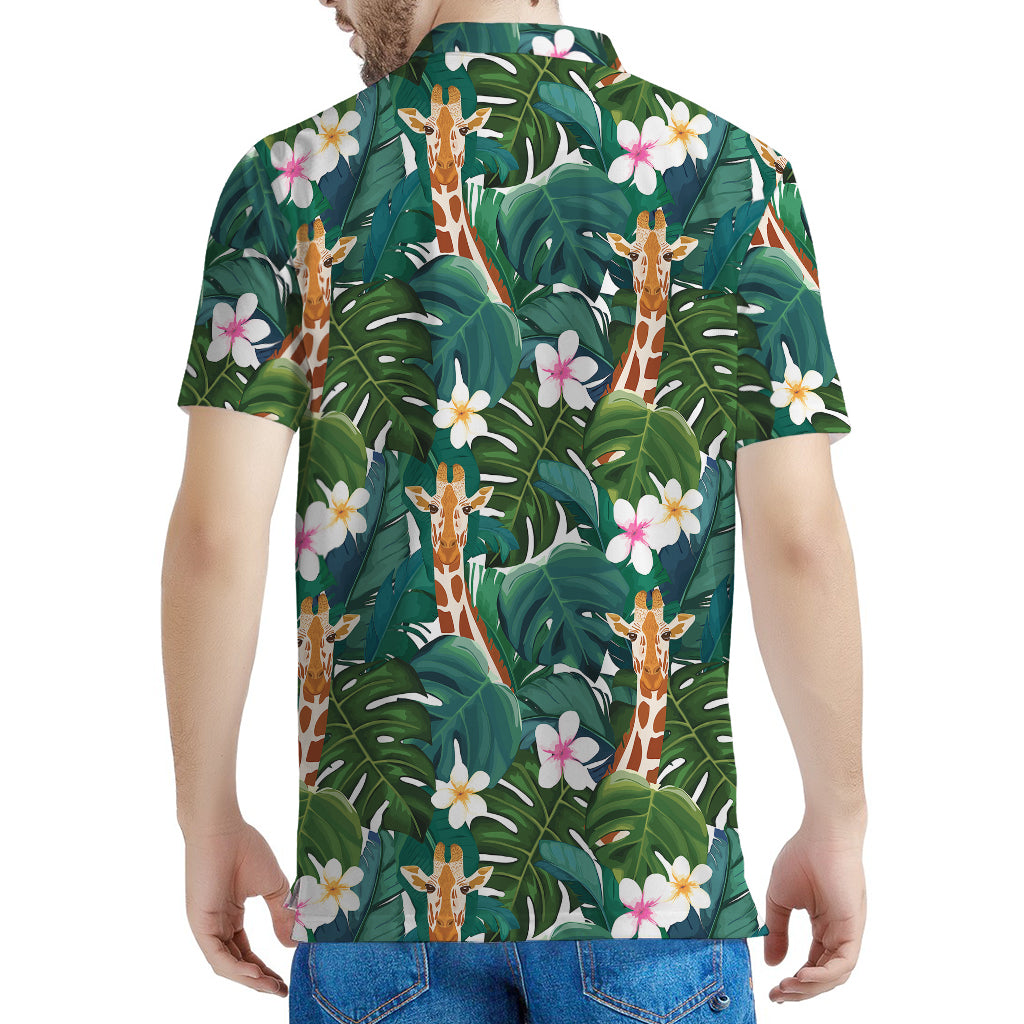 Tropical Giraffe Pattern Print Men's Polo Shirt