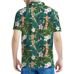Tropical Giraffe Pattern Print Men's Polo Shirt