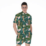 Tropical Giraffe Pattern Print Men's Rompers