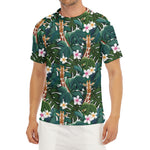 Tropical Giraffe Pattern Print Men's Short Sleeve Rash Guard